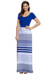 Sexy Navy Blue Crisscross Back Muliticolor Maxi Dress